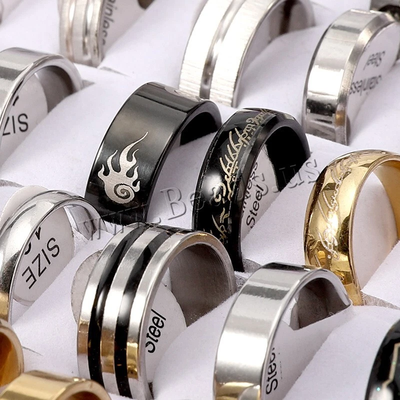 100pcs Mixed Rings Wholesale For Men Women Jewelry Lot Bulk Finger Band Rings